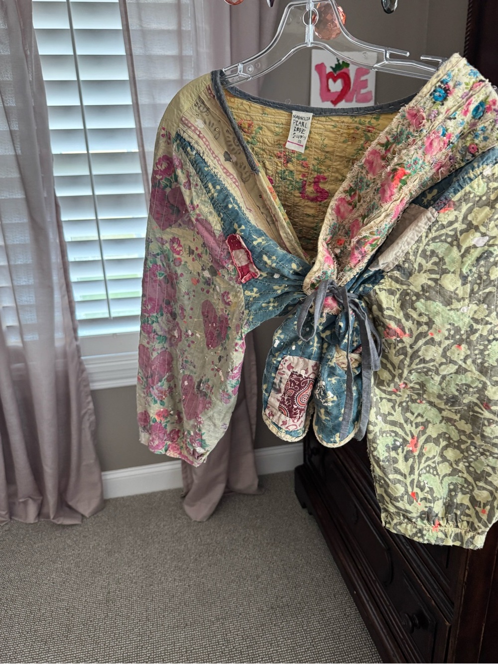 Magnolia Pearl Patchwork Quilted Bomber Jacket - Pink, Cream, Green - Picture 2 of 2